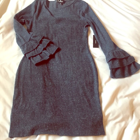 Lulus Dresses & Skirts - NWT Lulu’s sweater dress with ruffle bell sleeves